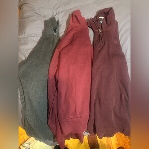 Women’s Quarter-Zip Sweater - Burgundy, Red, Gray